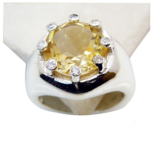 Bague citrine véritable argent facettée artisanale tailles disponibles