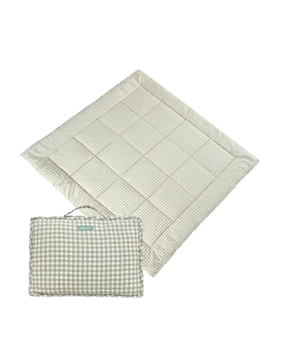 Molis&Co - Krabbeldecke 120x120 cm - 100% Baumwolle (OEKO-TEX) - Multifunktionale Spielmatte Dick & Weich Gepolstert - Ideal als Babydecke & Spieldecke - Mint Tea