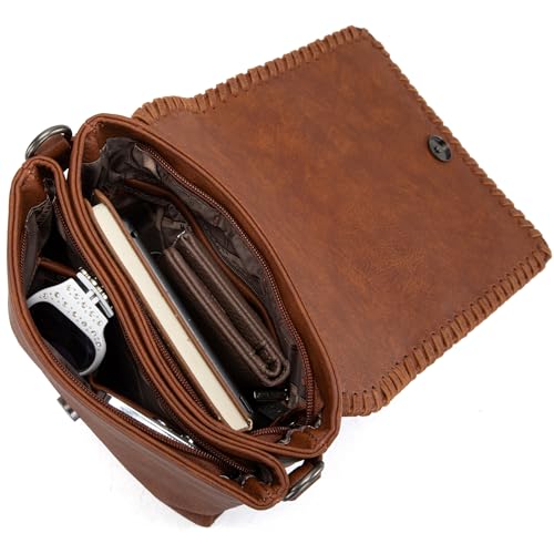 Image of Montana West Crossbody Bags for Women with Dual Compartments Western Cross Body Purse with Leopard Print Guitar Strap