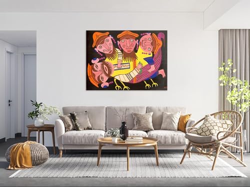 Impression sur toile tableau décoration murale salon primitivisme 70x90cm