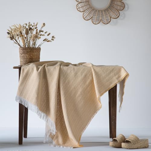 VIALMAN Plaid Seul 10 Color Oro | Colcha Multiusos 130 x 170 cm | Plaid Sofa   Manta Foulard | Cubre Cama | Foulard Sofa Oro | Fabricada en España