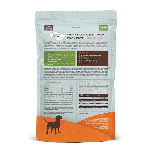 Image of NATURE'S LOGIC Dry Dog Food - Duck & Salmon Meal Feast Dry Kibble, 4.4 lb