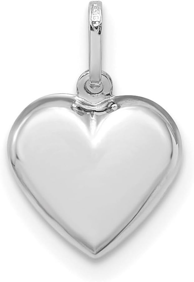 JewelryWeb 14k White Gold Polished 3-d Love Heart Pendant Necklace 15x10mm Wide Pendant for Women - Image 4