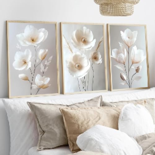Impression sur toile fleurs de pivoine beiges déco sans cadre 70x90 cm