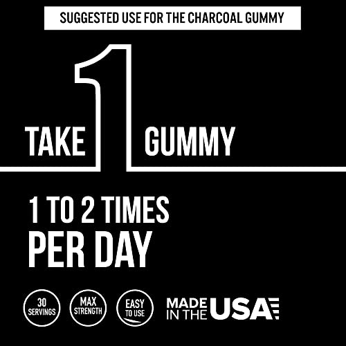Premium Grade Activated Charcoal Gummies - Coconut Charcoal Supplements For Detox Support, Oral Health, Stomach & Digestion - Safe For Kids - No Bloat Vegan Gummy - Natural Acai Flavor (60 Count) #TOP3