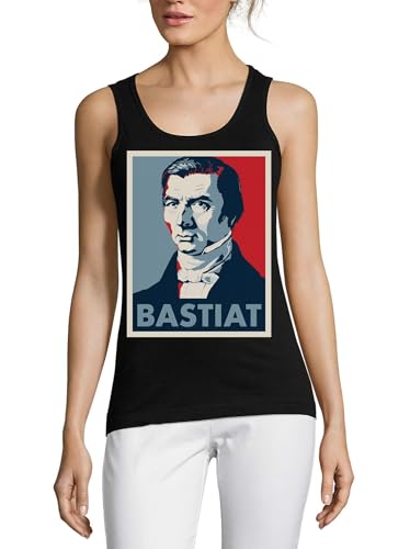 Camiseta de Frédéric Bastiat de algodón negro para mujer con diseño Pop Art