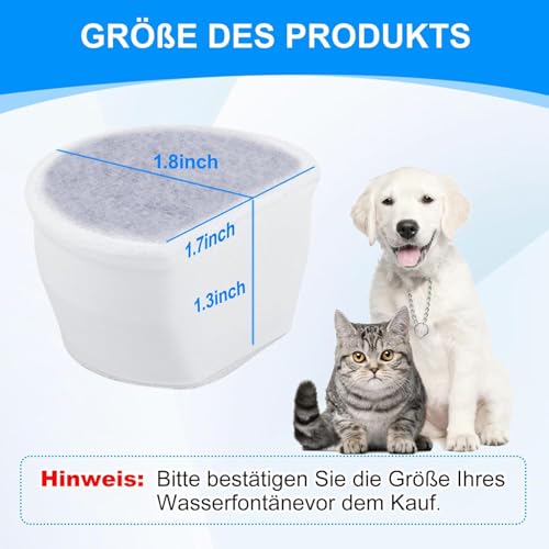 MyfatBOSS Pack von 8 Ersatz-Kohlefiltern für PetSafe Drinkwell, 8 Stück Schaumfilter für Drinkwell Keramik, Pagoda, 2 Gallonen, Sedona und Seascape Trinkbrunnen für Hunde und Katzen, Aktiv