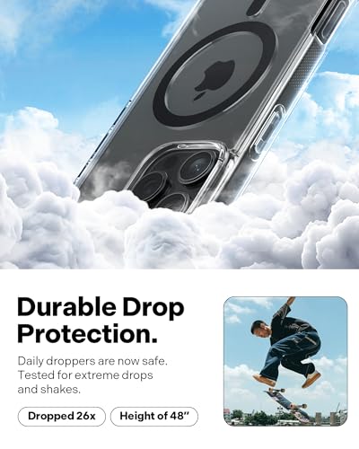 Image of CASEOLOGY by Spigen Capella Mag for iPhone 16 Pro Case [Ultra Clear] Magnetic Military Grade Drop Protection Side Grip Patterns Back Cover Case for iPhone 16 Pro (TPU and PC | Clear Charcoal)