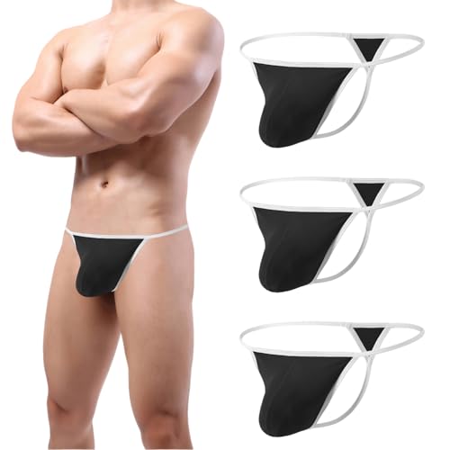 Mens Sexy Bulge Enhancing Thongs G String Big Ball Pouch Tagless T-Back Underwear Pack M L XL 2XL 3XL
