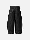 Aelfric Eden Baggy Barrel Jeans męskie prążkowane spodnie damskie szerokie nogawki unisex vintage spodnie rekreacyjne Y2K w paski, chinosy na co dzień z szerokimi nogawkami, czarny, M