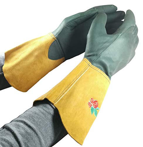 LTG Multi-Purpose Leather DIY & Gardening Gloves, Green Yellow, 2 Count (Pack of 1) - Image 3