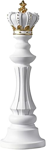 CALIDAKA Adorno de escultura de ajedrez, resina decorativa, estatua de caballero, rey, reina, caballero, decoración de arte retro para el hogar,