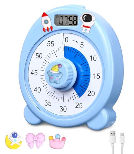 Yulado Temporizador Visual, Temporizador de Cuenta Regresiva de 60 Minutos, Temporizador de Cuenta atrás magnético con Pantalla LED, Herramienta de Gestión del Tiempo para Niños y Adultos.