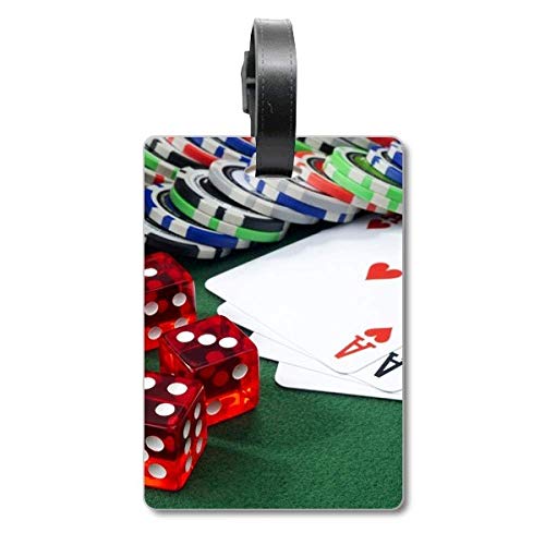 Dés et jeton de poker imprimés sur étiquette de valise et sac de jeu