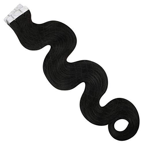 body wave natural black tape in extensions human hair 22inch 50g