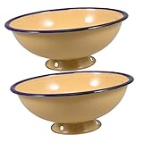 IWOWHERO 2 piezas Tazón Esmaltado Retro Borde Antidesbordamiento para Servir Ensaladas Sopas y Alimentos Cocina Resistente y Seguro para Uso Diario Color Aleatorio Color Aleatorio