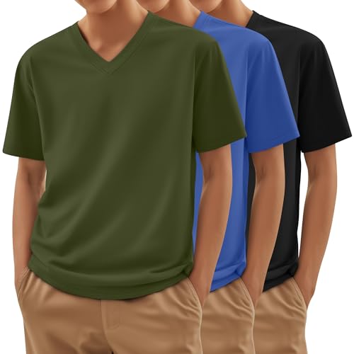 LessonZoo - LessonZoo 3 Pack Boys V Neck Short Sleeve T Shirts, 3-Color, Large (62% Off Amazon Deal)