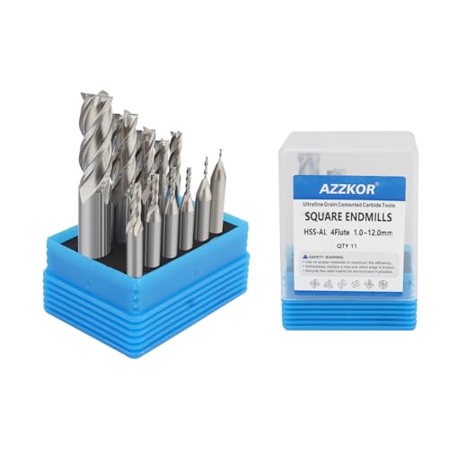 Image of EndMills 4 Flutes HSS-AL CNC Router Bit Cutting Tool Set 1.0-12mm for Steel Wood Aluminum Milling Cutter