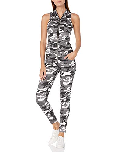 V.I.P. JEANS Skinny Jeans for Women Sleeveless Slim Fit Stretch Jumpsuit Romper Junior Sizes, Arctic Camo, 22 Plus