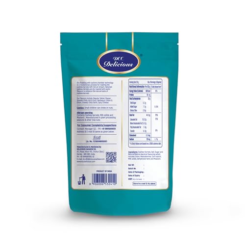 Image of DCC DELICIOUS Roasted Cashews (Cream & Onion), 80Grams | Dry Roasted | Air Fried