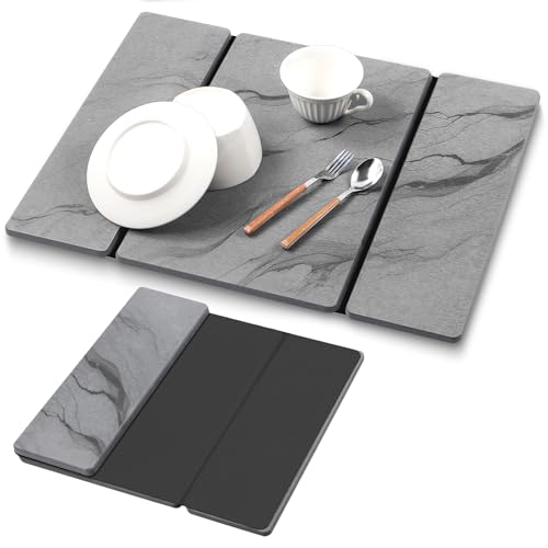 NAYAHOSE 2026 New Stone Drying Mat for Kitchen Counter Super Absorbent 15.7x19.7in Quick Dry Stone Drying Mat Kitchen Draining Sink Mats Diatom Drying Mats for Bathroom Stone Tray