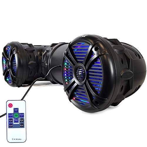 Pyle Marine ATV Powered Speakers - 4.0 Wireless Bluetooth, 1000Watt, Color Changing LED Lights, IP44 Waterproof, 6.5“ Dual Audio Sound System for UTV, Golf Carts, Jetski and Snowmobile - PLATV85BT.5