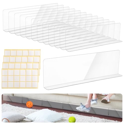 Barreras transparentes para debajo del sofá con adhesivo de doble cara, bloqueadores de juguetes protectores para camas, estantes y espacios de muebles