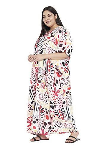 Image of Oussum Women Polyester Casual Long Plus Size Beach Caftan Cover Up Maxi Dress 1X-3X Summer Kaftan Dresses for Women