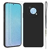 YonderYM Case Compatible with Huawei nova Y90 Case,[2 Pack Screen Protectors] Liquid Silicone Ultra Slim Shockproof Phone Case Deep Black