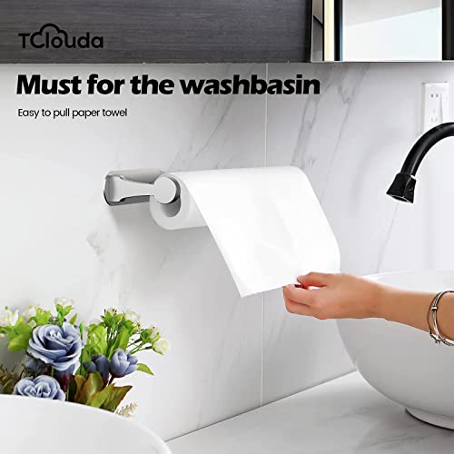 Paper Towel Holder Under Cabinet And Counter, Stainless Steel, Tclouda Aluminum Alloy Wall Mountd Paper Towel Rack, Available In Adhesive And Screws, Single Silver #TOP1