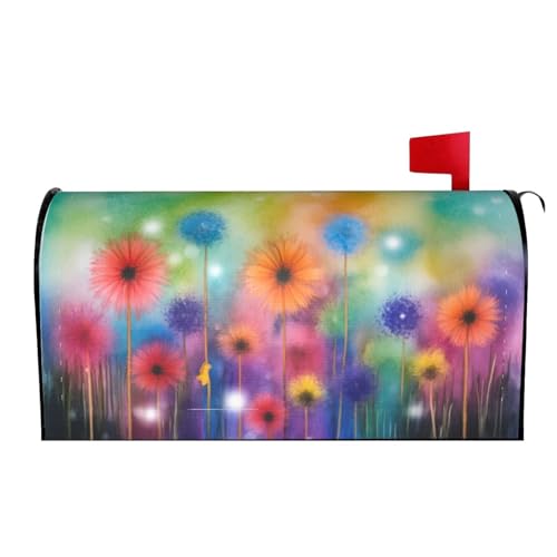 Image of Colorful Seasonal Floral Mailbox Cover Magnetic Abstract Spring Summer Flowers Waterproof Mailbox Wraps Post Letter Box Decor 21x18 in