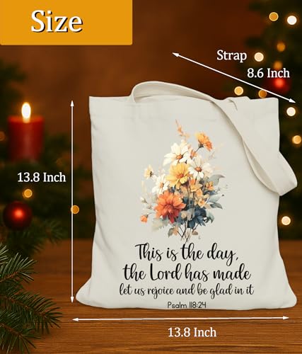 Image of Aesthetic Christian Gifts Tote Bag for Church, Religious Tote Bag for Bible Study, Medium Size with Inner Pocket