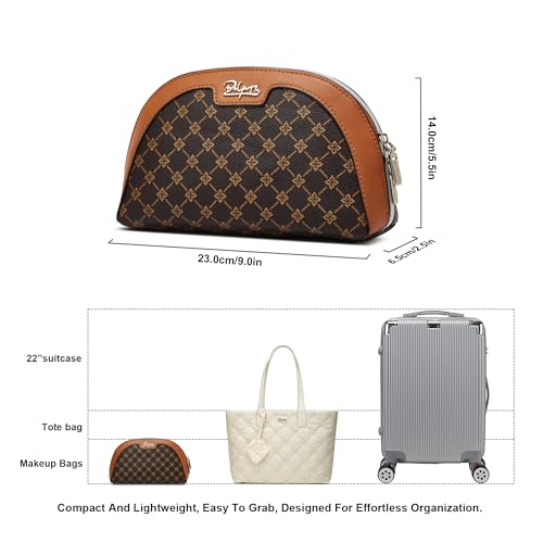 BOYATU Small Makeup Bag for Purse: Cute Cosmetic Bag with Mirror - Waterproof Vegan Leather Make up Bags for Women - Fashion Makeup Pouch for Party (010-coffee)4