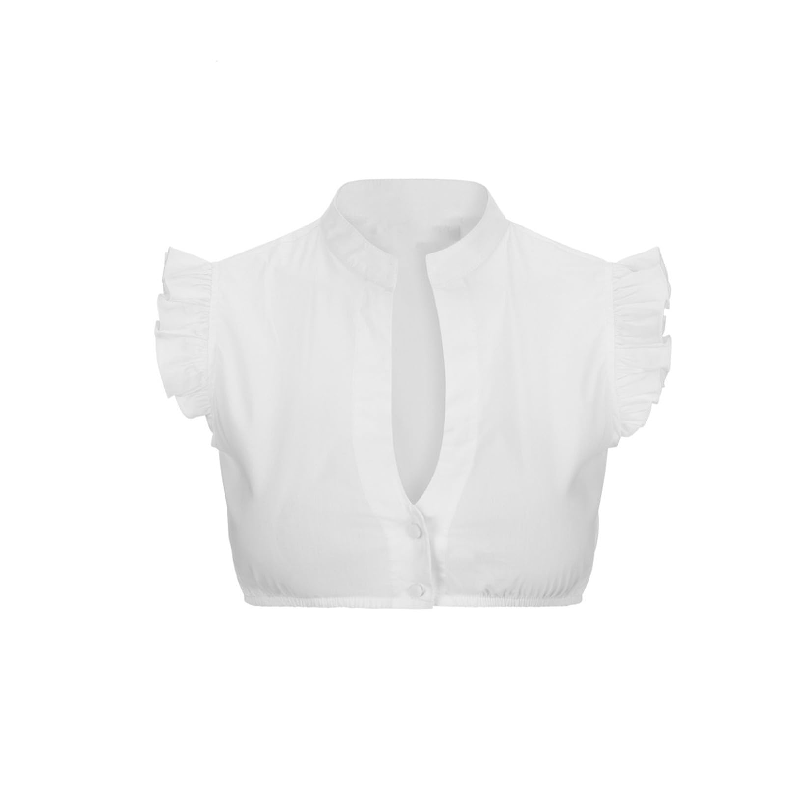 Dirndl Bluse Damen Weiß - Trachtenbluse Mit V-Ausschnitt Für Oktoberfest