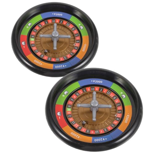 UKCOCO Lot de 2 Roues de Jeu de Poker en Plastique Solide, 14 Cm de Diamètre, Noir 2 Billes en Acier, Accessoire Compact pour Jeux de Société, Festival et Bar, Roue Tournante