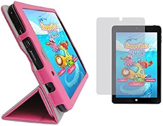 iShoppingdeals - Tulip Pink Folding Folio Cover Skin Case and Clear Screen Protector