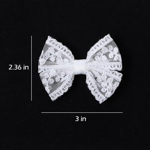 Moños de encaje blancos para cabello pequeños pinzas 3 pulgadas miniatura 7