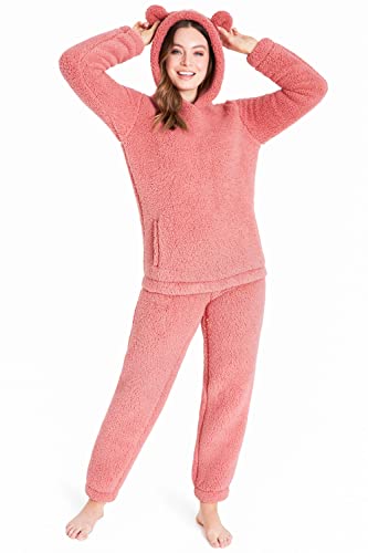 CityComfort Pijama Mujer - Pijama Mujer Invierno de Polar Peluche S-XL (Rosa, L)