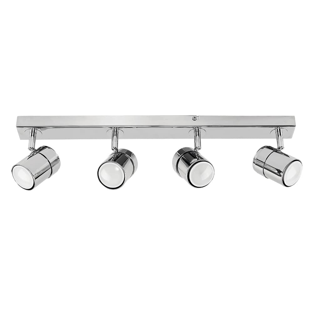 Minisun Polished Chrome | Modern 4 Way Ceiling Spotlight Fitting In A Finish | Spotbars, Home Décor & Improvement Essential | Includes 5W Led Bulbs [6500K Cool White] | Mains Wired