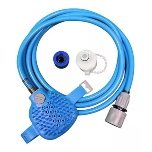 Mangueira Ducha Banho Pet Com Escova Massageadora 2 3m Silicone ABS Azul Economia Agua Cães Gatos