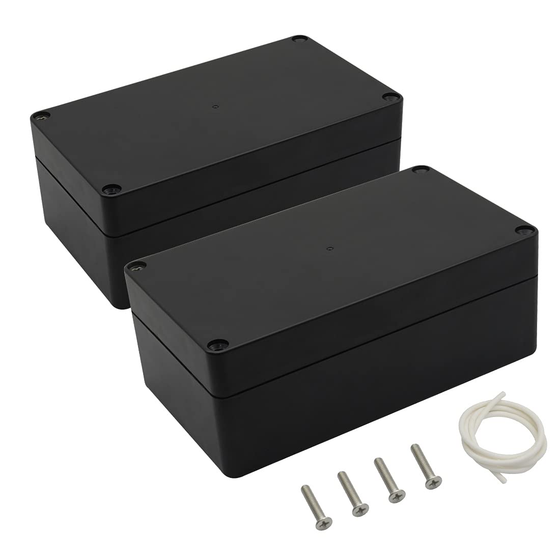 LeMotech Project Box ABS Plastic Junction Box IP65 Waterproof Electrical Boxes Universal Enclosure Black 6.2X 3.5X 2.4 inch (158x90x60mm)（Pack of 2）