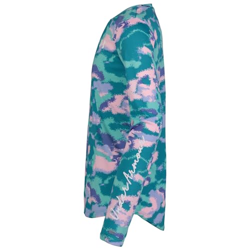 Image of Under Armour Girls' Outdoor Long Sleeve UPF Tee, Stylish Crew Neckline, Logo & Printed Designs, UPF 50+