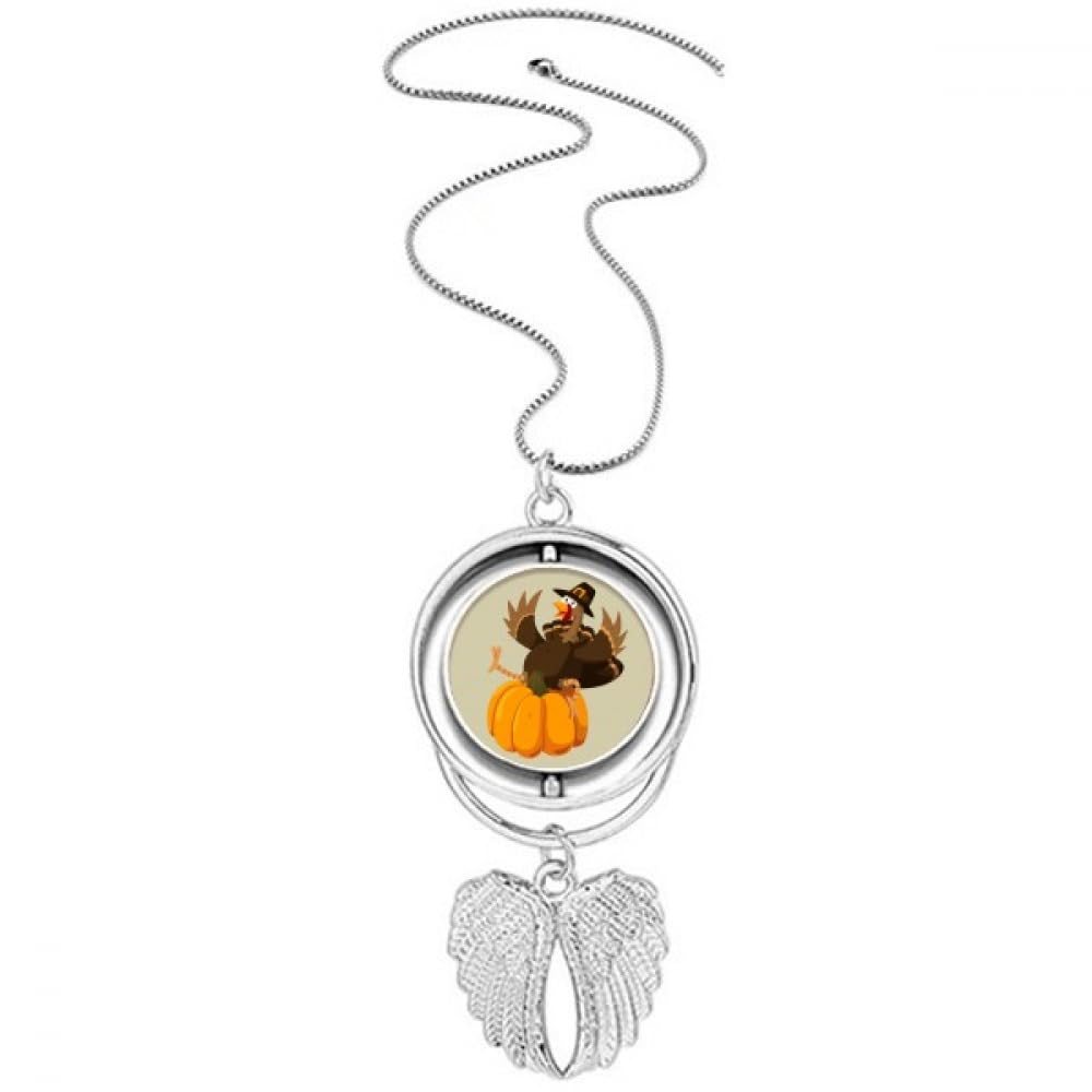 Collier avec pendentif en forme d'ailes d'ange gravé Thanksgiving