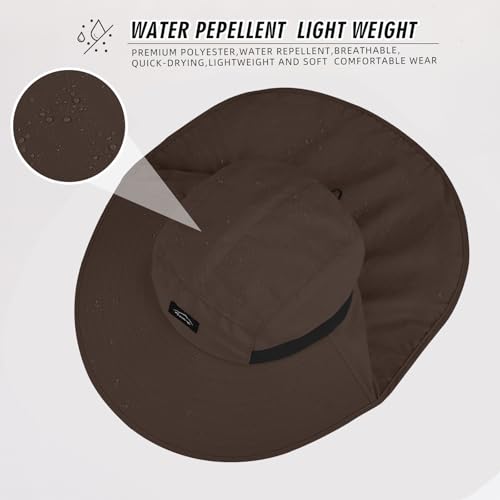 Image of Rosoz Outdoor Sun Hat for Men Women, UPF50+ Protection Safari Cap Wide Brim Mesh Fishing Hat with Neck Flap Beach Garden