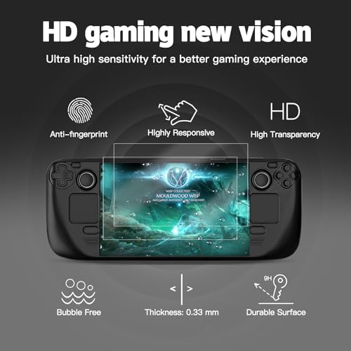 Image of bibuks Steam Deck /OLED Protective Case,Non-Slip Skin Protective Shell Accessories,Steam Deck Case with Kickstand ,2 Screen Protector, 4 Thumb Grip (Black)