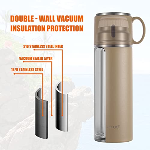 Thermoses Bottle Double Layer Stainless Steel Thermos Vacuum Insulated Sports Water Bottle Coffee Mug With Handle 24H Keeps Hot And Cold Drinks Suitable For Sports Hiking And Cycling (Brown) #TOP2