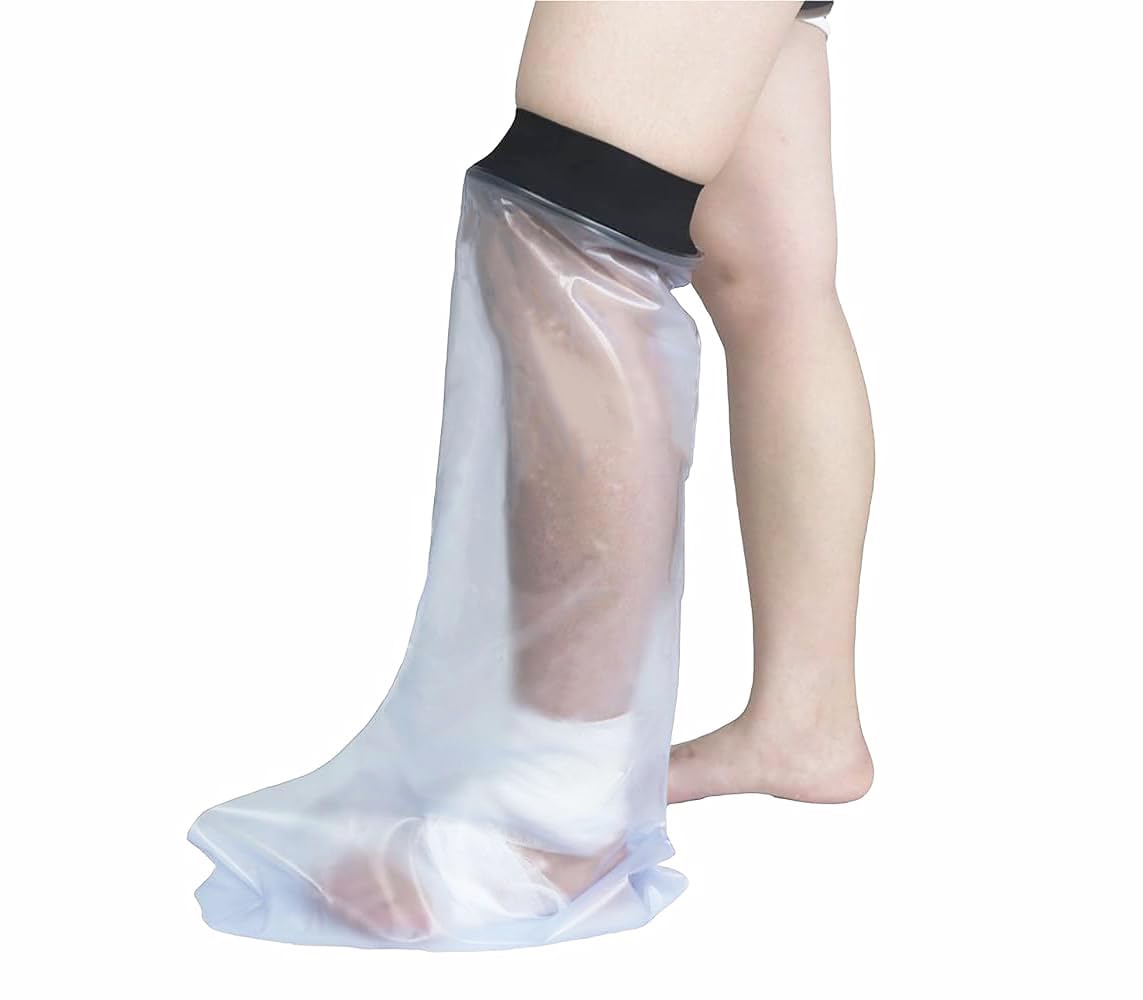 Waterproof Leg Protectors Cast and Dressing Cover — Cast Protector for Leg Sleeve and Bandages & Plasters — Dry, Reusable with a Watertight Seal (Adult Short Leg, Medium)