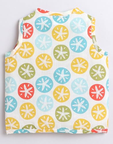 Image of POLKA TOTS 100% Organic Muslin Jhabla for Baby Boys & Girls | Unisex Half Sleeves Front Open Vest for Infants | Ultra-Soft, Breathable & Lightweight Summer Jabla Set | Regular Fit (Pack of 3)