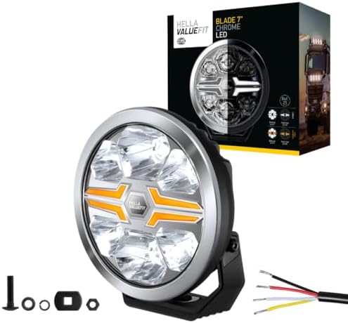 Hella VALUEFIT Blader Chrome 7" LED Fernscheinwerfer - 12/24V - rund | Referenzzahl: 25 - Anbau - ECE-148/ECE-149 - Lichtscheibenfarbe: glasklar - Kabel: 500mm - 1FJ 357 198-021