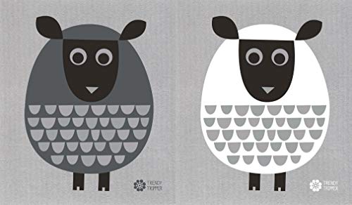 Trendy Tripper 2 Jenn Ski Swedish Dishcloths Modern Sheep On grey Cloth: 1 Each White  Dark grey